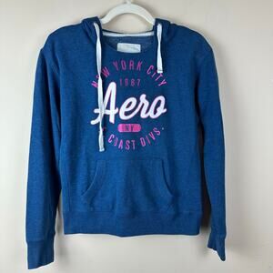 Aeropostale Aero Womens Hoodie Size M Spell Out Graphic Y2K Pullover Friends